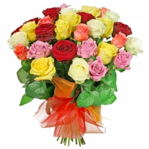 35 разноцветных роз с доставкой по Махачкале